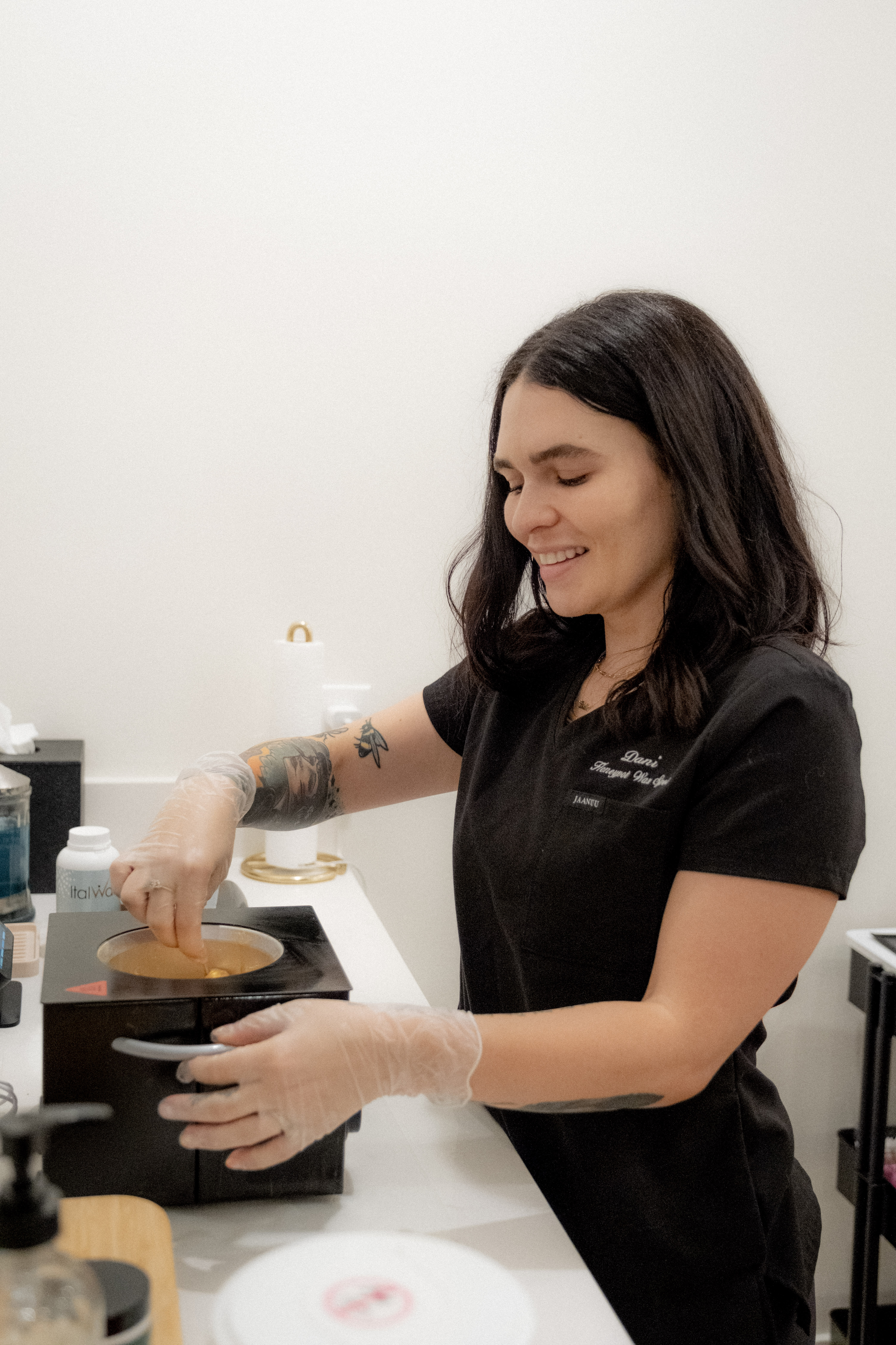 Preparing premium wax at Honeypot Wax Spot